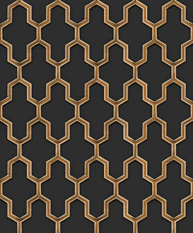 Dutch Wallcoverings Wall Fabric geometric black WF121025 Behang