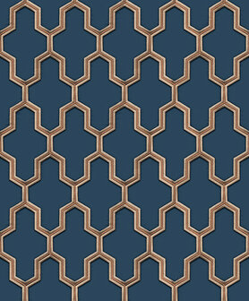 Dutch Wallcoverings Wall Fabric geometric blue WF121027 Behang