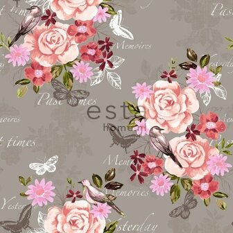 Everybody Nostalgic behang 138121 - Rood - Bruin Behang