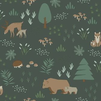 Esta Home Forest Friends Groen 139249 - Groen Behang
