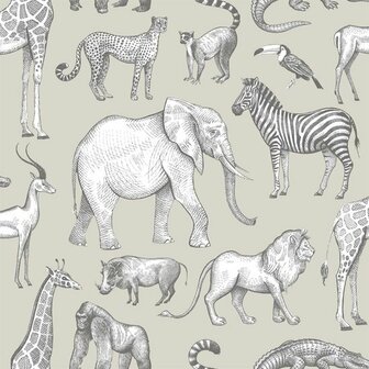 Esta Home Forest Friends Grijs 139270 - Grijs Behang