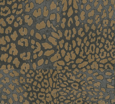 AS Creation Desert Lodge 38523-4 - 385234 Bruin Goud Luipaard Print / Zwart Behang