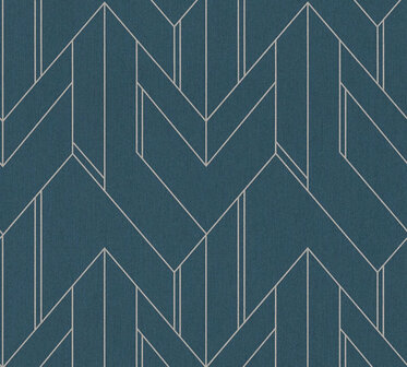AS Creation Villa 37369-5 - 373695 Blauw Geometrisch / Zilver Behang