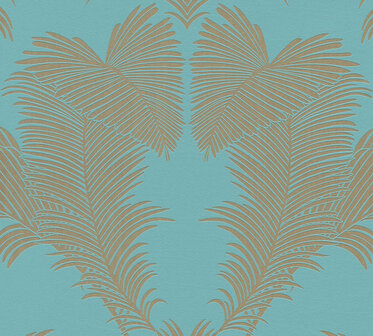 AS Creation Trendwall 2 - 37959-4 - 379594 Turquoise Palmblad / Blauw / Groen / Goud Behang
