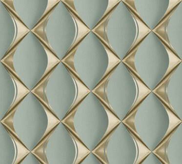 AS Creation My Home My Spa 38691-3 - 386913 Eucalyptus Groen / Goud Behang