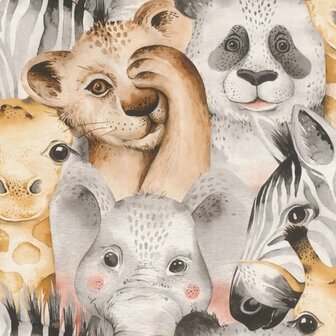Rasch Bambino XIX 252521 Olifant / Panda / Giraf / Zebra Behang