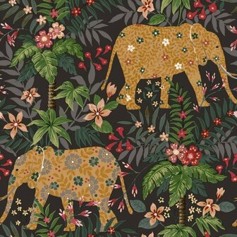 Noordwand Flora 18549 Zwart - Bruin Behang