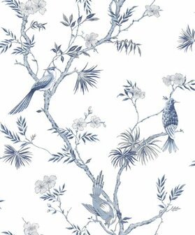 Noordwand Secret Garden G78489 Blauw - Wit Behang