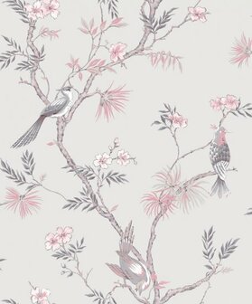 Noordwand Secret Garden G78491 Grijs - Roze Behang