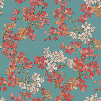 Dutch Wallcoverings Grace GR322205 Blauw/rood Behang
