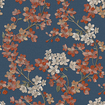 Dutch Wallcoverings Grace GR322206 Blauw/koper Behang