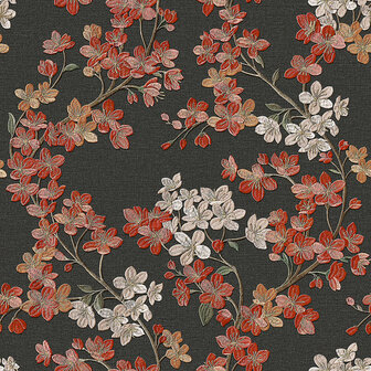 Dutch Wallcoverings Grace GR322207 Zwart/rood Behang