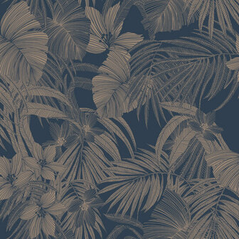 Dutch Wallcoverings Nomad A51301 DonkerBlauw - zilver Behang