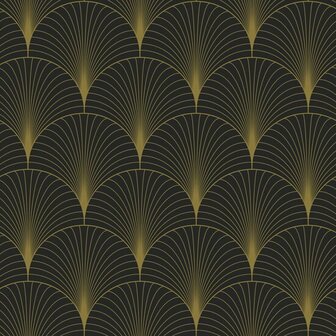 Esta Home Bloom Zwart Goud 139457 Behang