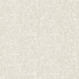 Dutch Wallcoverings Arty M412-07 Beige - wit Behang