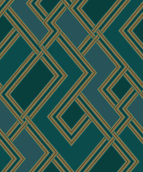 Dutch Wallcoverings Asperia 177504 groen - goud Behang