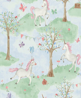 Dutch Wallcoverings Little Kids JS2002 groen - roze Behang