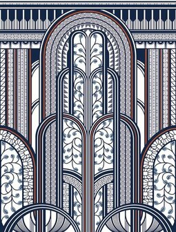 Casadeco 1930 MNCT85876543 - Blauw / Grijs Behang