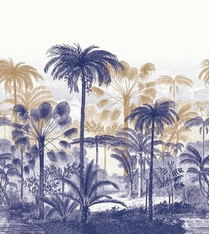 Casadeco Nicaragua NICA86456865 - Blauw / Wit Behang