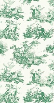 Casadeco Les Belles Toiles De Jouy LBTJ87917710 - Groen / Wit Behang