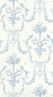 Casadeco Les Belles Toiles De Jouy LBTJ87926716 - Blauw / Wit Behang