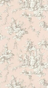 Casadeco Les Belles Toiles De Jouy LBTJ87934305 - Beige / Roze Behang