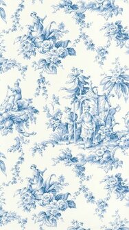 Casadeco Les Belles Toiles De Jouy LBTJ87936719 - Blauw / Wit Behang