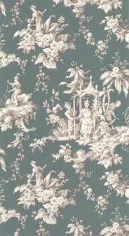Casadeco Les Belles Toiles De Jouy LBTJ87937511 - Beige / Groen Behang