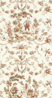 Casadeco Les Belles Toiles De Jouy LBTJ87973476 - Multicolour / Wit Behang