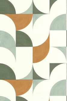 Caselio Around ARN102897060 - Groen / Wit Behang