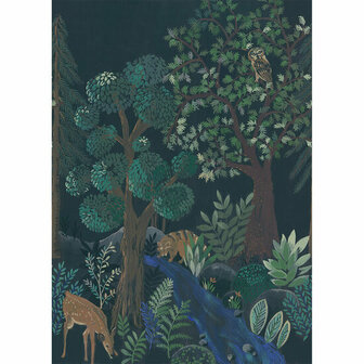 Caselio La Foret FRT102980199 - Multicolours / Zwart Behang