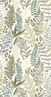 Caselio La Foret FRT102927019 - Groen / Wit Behang