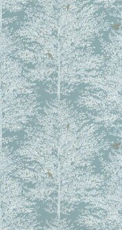 Caselio La Foret FRT102976060 - Wit / Blauw Behang