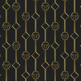 Dutch Wall Decor Philipp Plein Z8093 Zwart / Goud Behang
