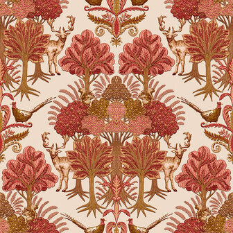 Dutch Wallcoverings Tapestry TP422304 Nordic Deer Forest Rood Behang