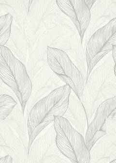 Dutch Wall Decor Fashion for Walls - bladeren wit zilver vlies Behang
