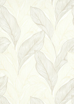 fashion for walls bladeren wit goud taupe vlies Behang