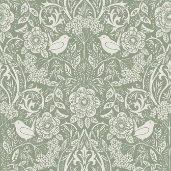 Esta Home Vintage Flowers groen 139293 - Groen Behang