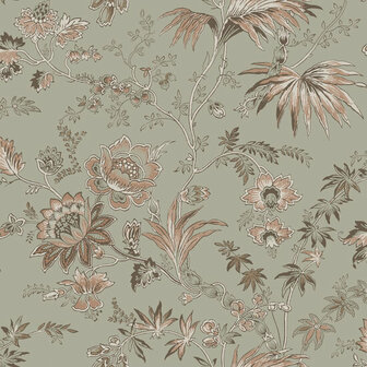 Esta Home Vintage Flowers groen 139297 - Groen Behang