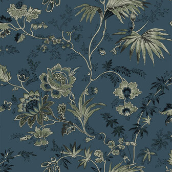 Esta Home Vintage Flowers blauw 139315 - Blauw Behang