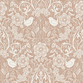 Esta Home Vintage Flowers oranje - roze - terracotta 139324 - Terracotta - Roze - Oranje Behang