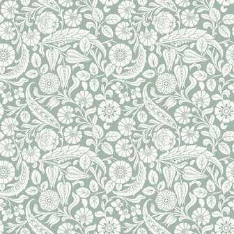 Esta Home Vintage Flowers groen 139329 - Groen Behang