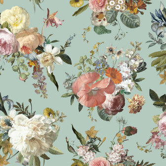 Esta Home Vintage Flowers groen - meerkleurig 139366 - Multicolour - Groen Behang