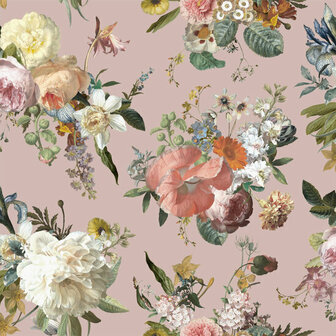 Esta Home Vintage Flowers roze - meerkleurig 139367 - Roze - Multicolour Behang