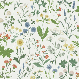 Esta Home Vintage Flowers wit - meerkleurig 139390 - Wit - Multicolour Behang