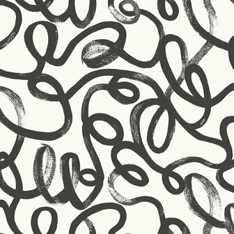 Dutch Wallcoverings Dream Catcher Squiggle Zwart - Wit 13360 Behang