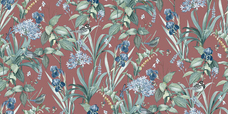 Dutch Wallcoverings Botanique M647-90D /M64790D rood - groen Behang