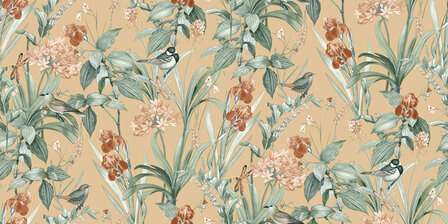 Dutch Wallcoverings Botanique M647-92D / M64792D beige - groen Behang