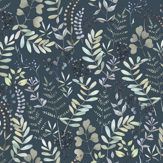 Dutch Wallcoverings Botanique M685-01 / M68501 zwart - groen Behang