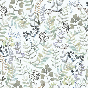 Dutch Wallcoverings Botanique M685-04 / M68504 wit - groen Behang